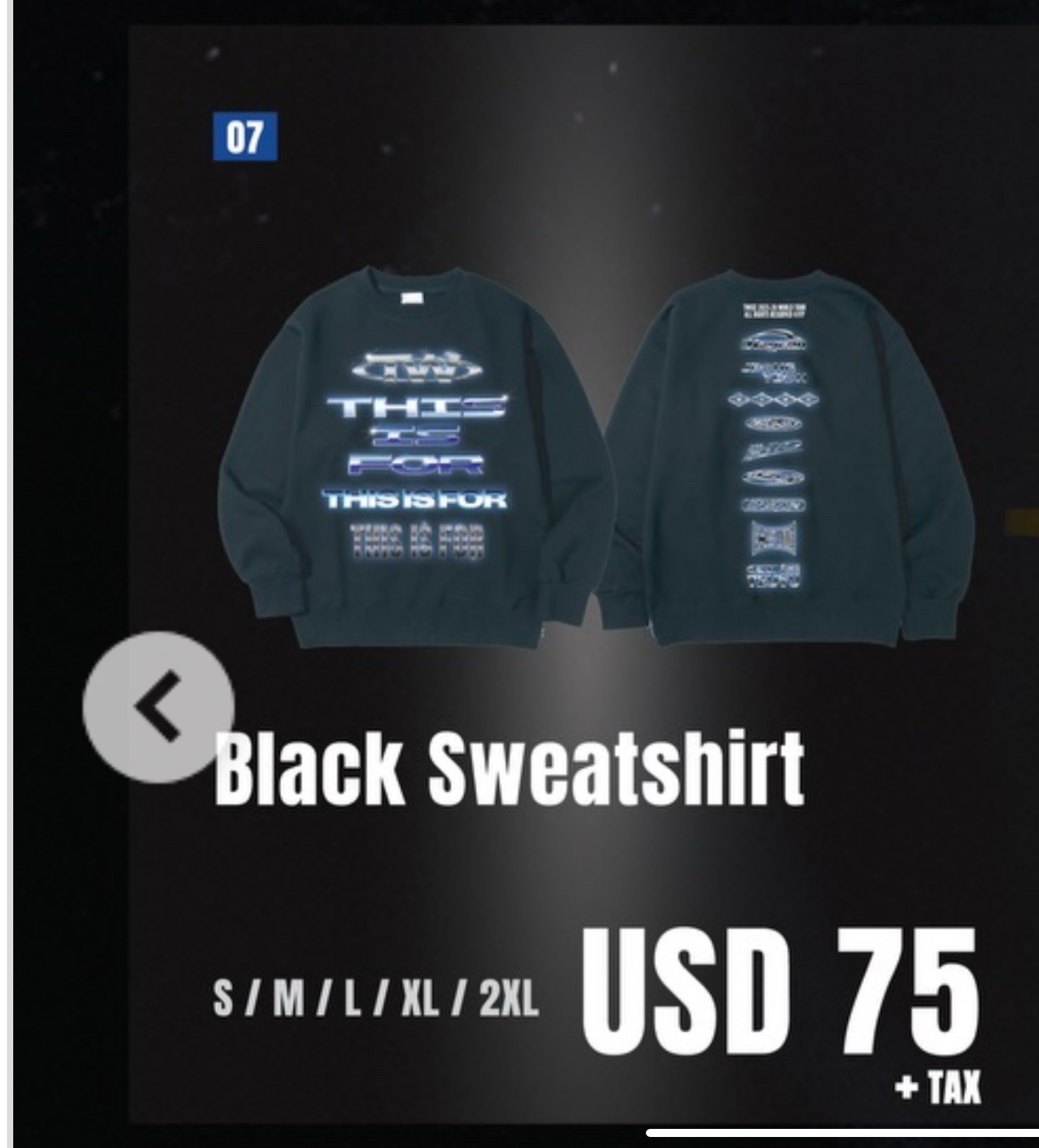 TWICE北美場周黑大學T