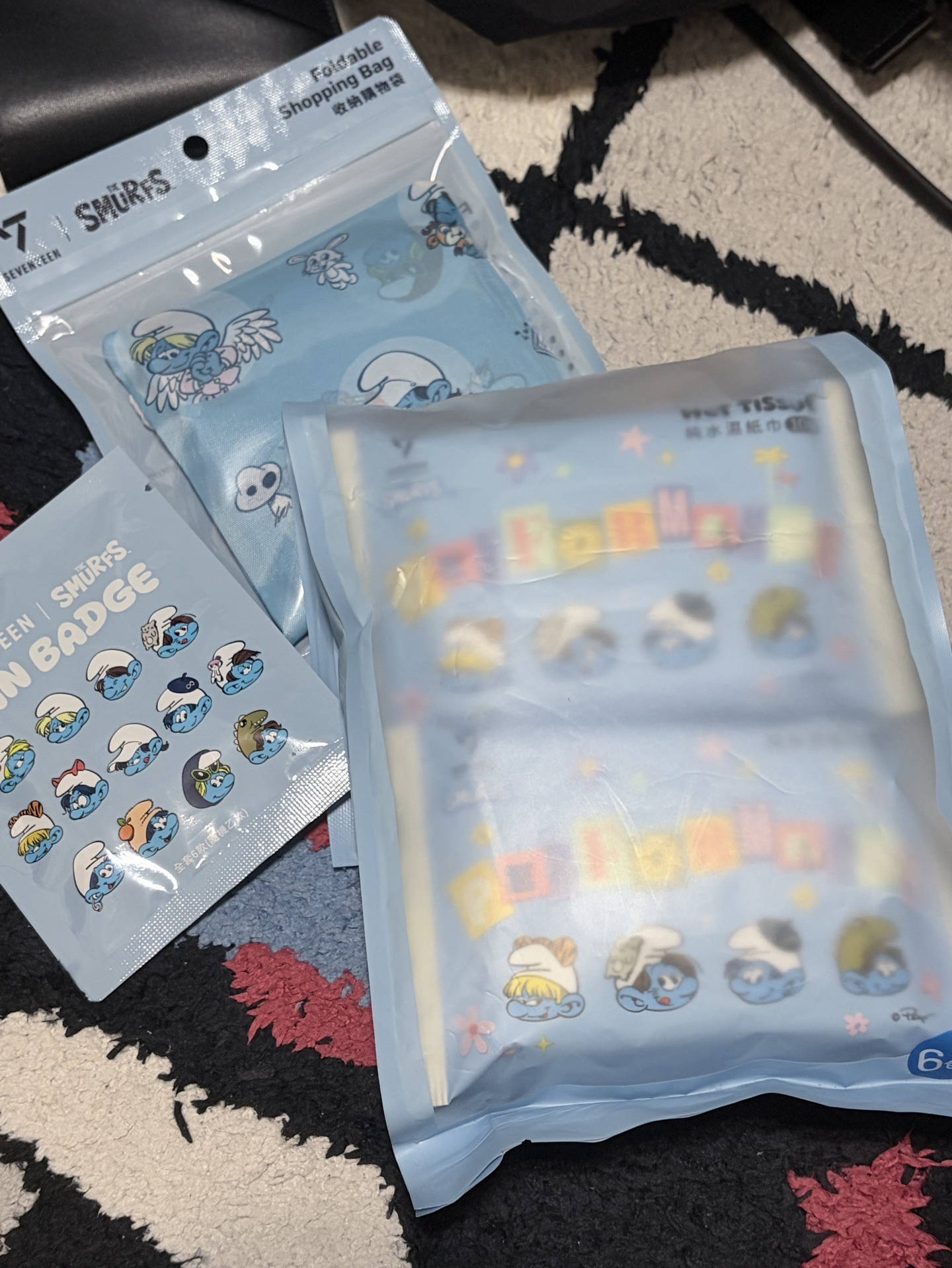 藍色小精靈 濕紙巾 購物袋 徽章