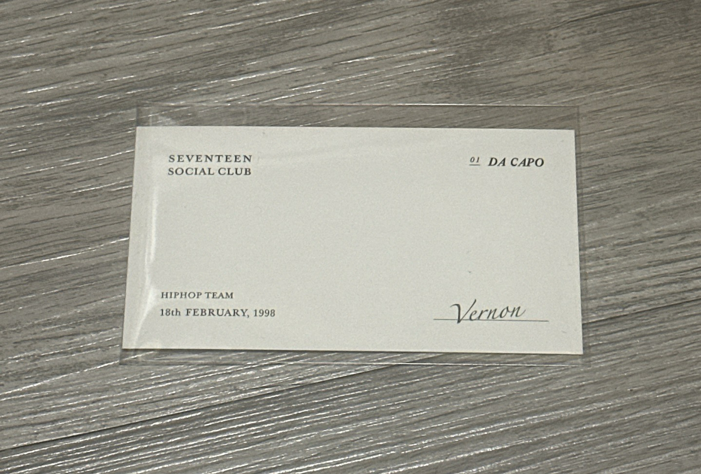 Social Club 姓名小卡 Vernon