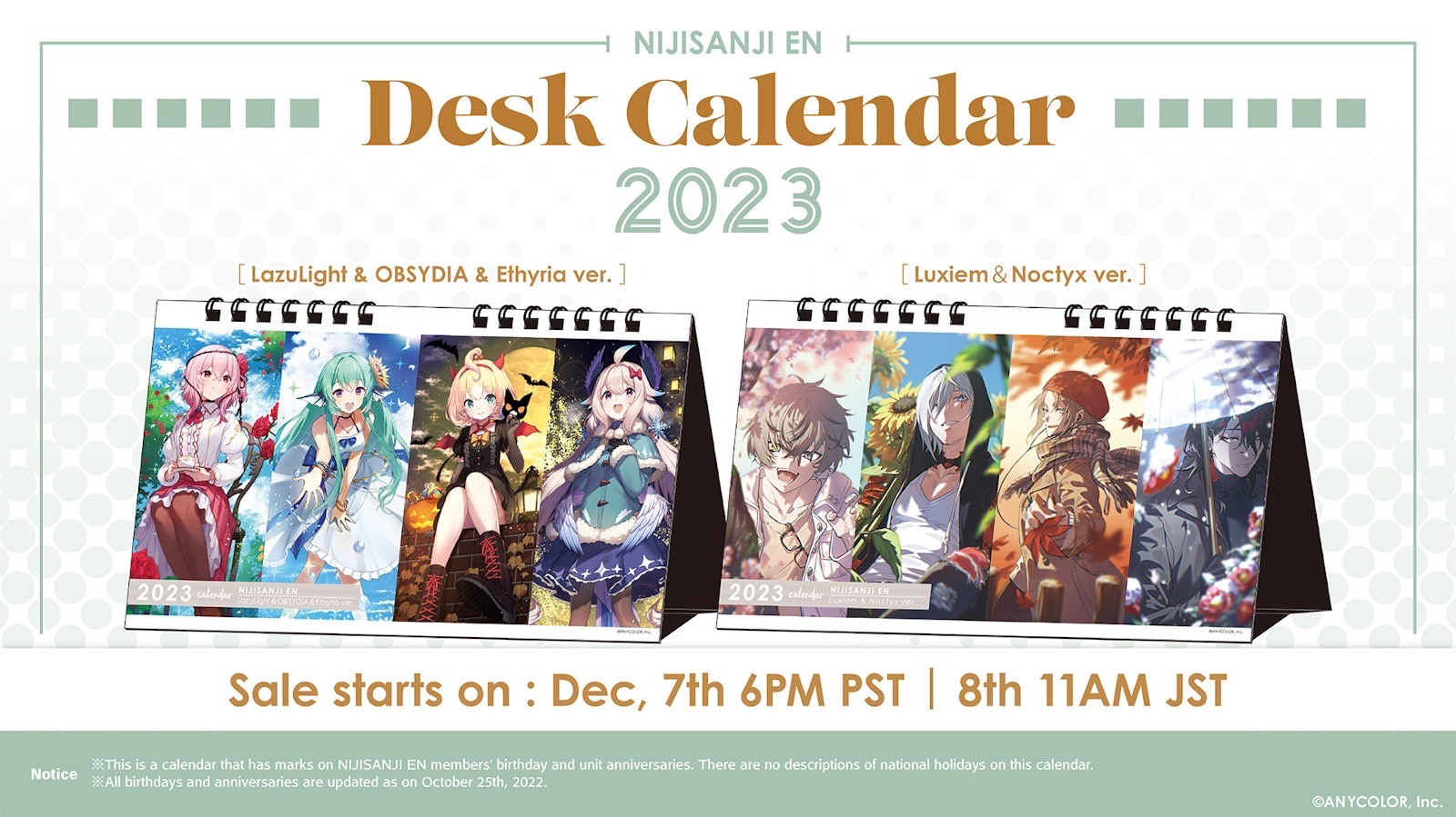 NIJISANJI EN Desk Calendar 2023