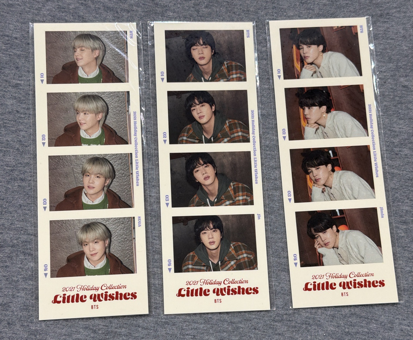 2021 防彈 聖誕四格卡 3張不拆 suga jin jimin