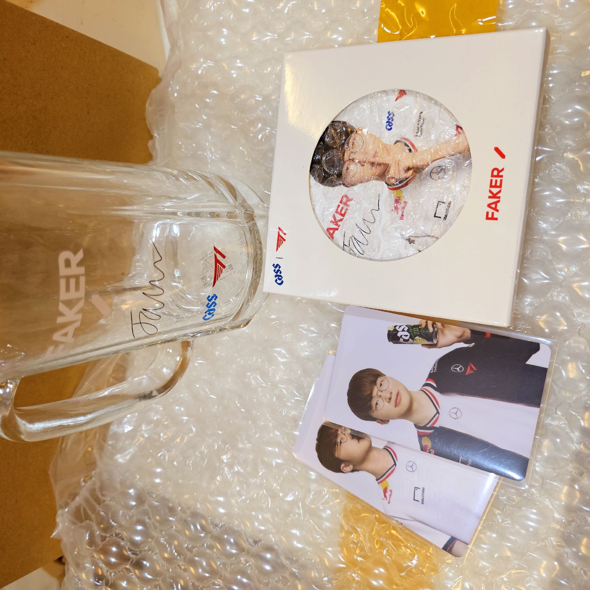 現貨 Faker cass套組 啤酒杯 杯墊 小卡X2
