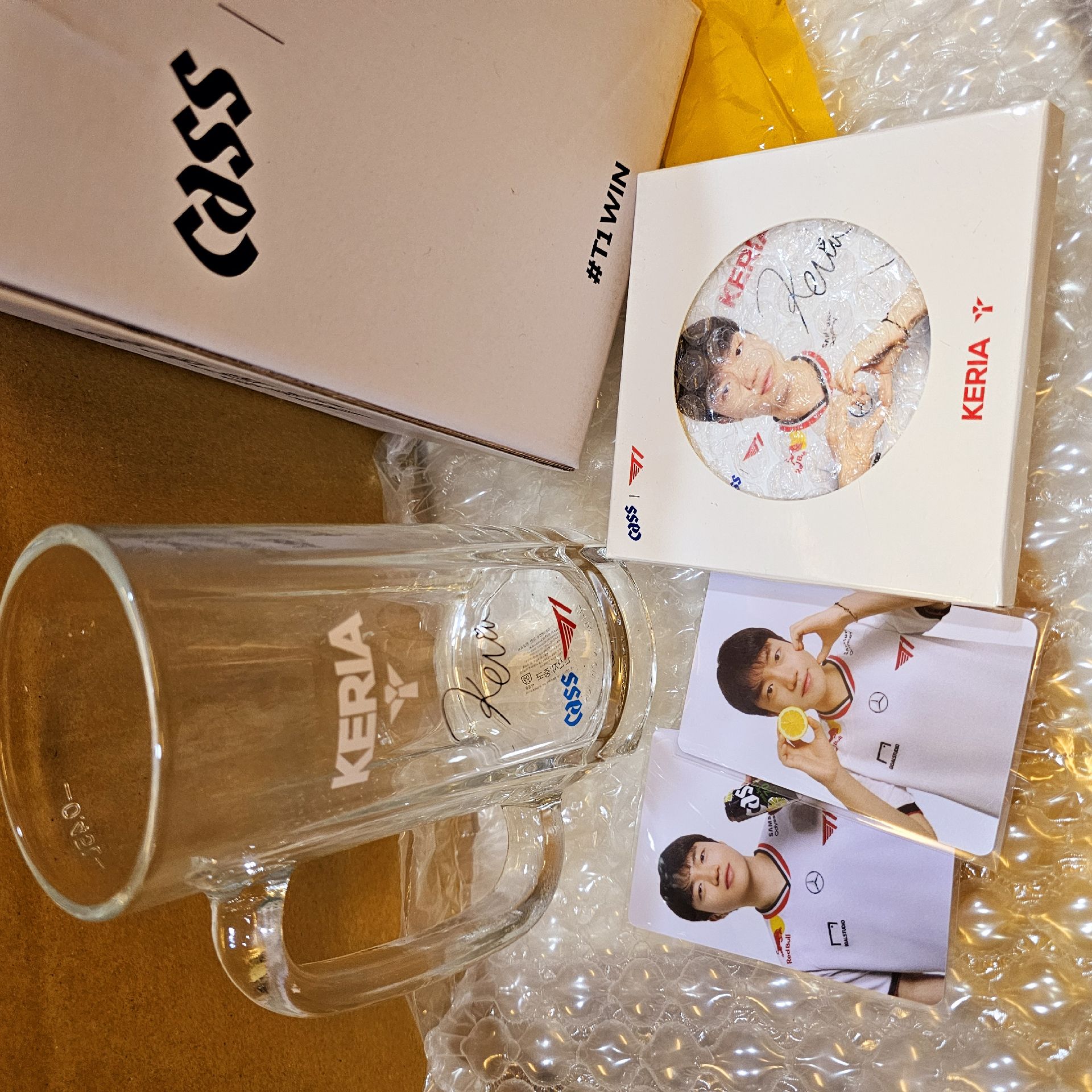 現貨 Keria cass套組 啤酒杯 杯墊 小卡X2