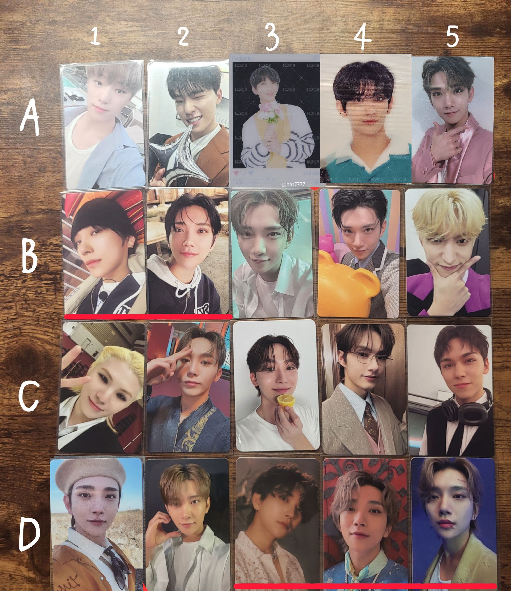 燦、秀、勳、寛、俊、率、奎