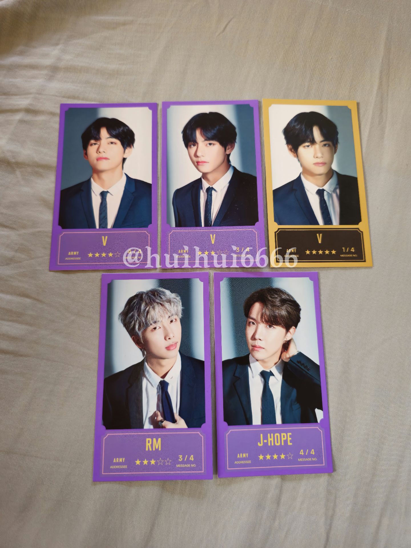 BTS BBC 留言卡 V RM JHOPE