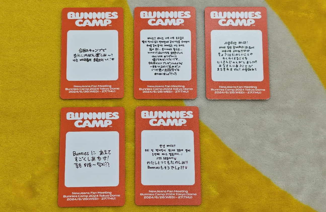 NewJeans BUNNIES CAMP 2024 東京巨蛋場 入場限定特典(一套5張) 成員小卡(可拆售)