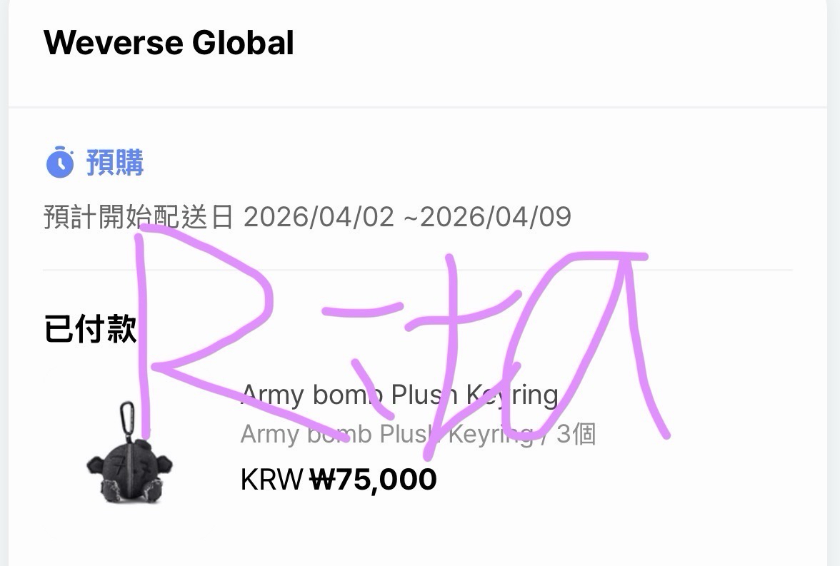 BTS 炸彈娃吊飾（已購買到