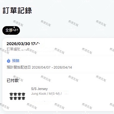 BTS 球衣 Jungkook 尺寸-M