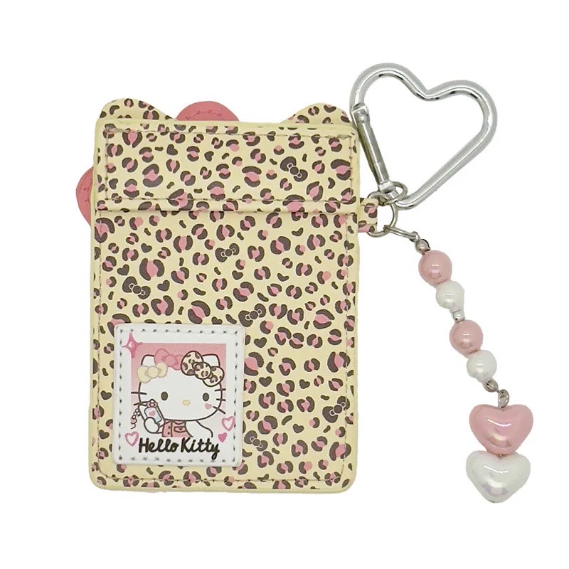 𝜗𝜚˚⋆Hello Kitty 愛心扣豹紋皮質卡套⸝⋆