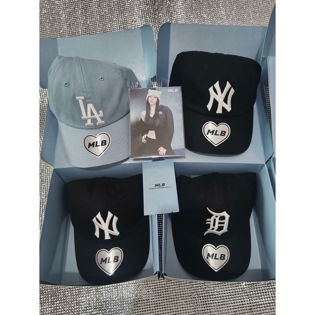 Karina MLB帽子2.0 黑色 淺藍色帽子卡組