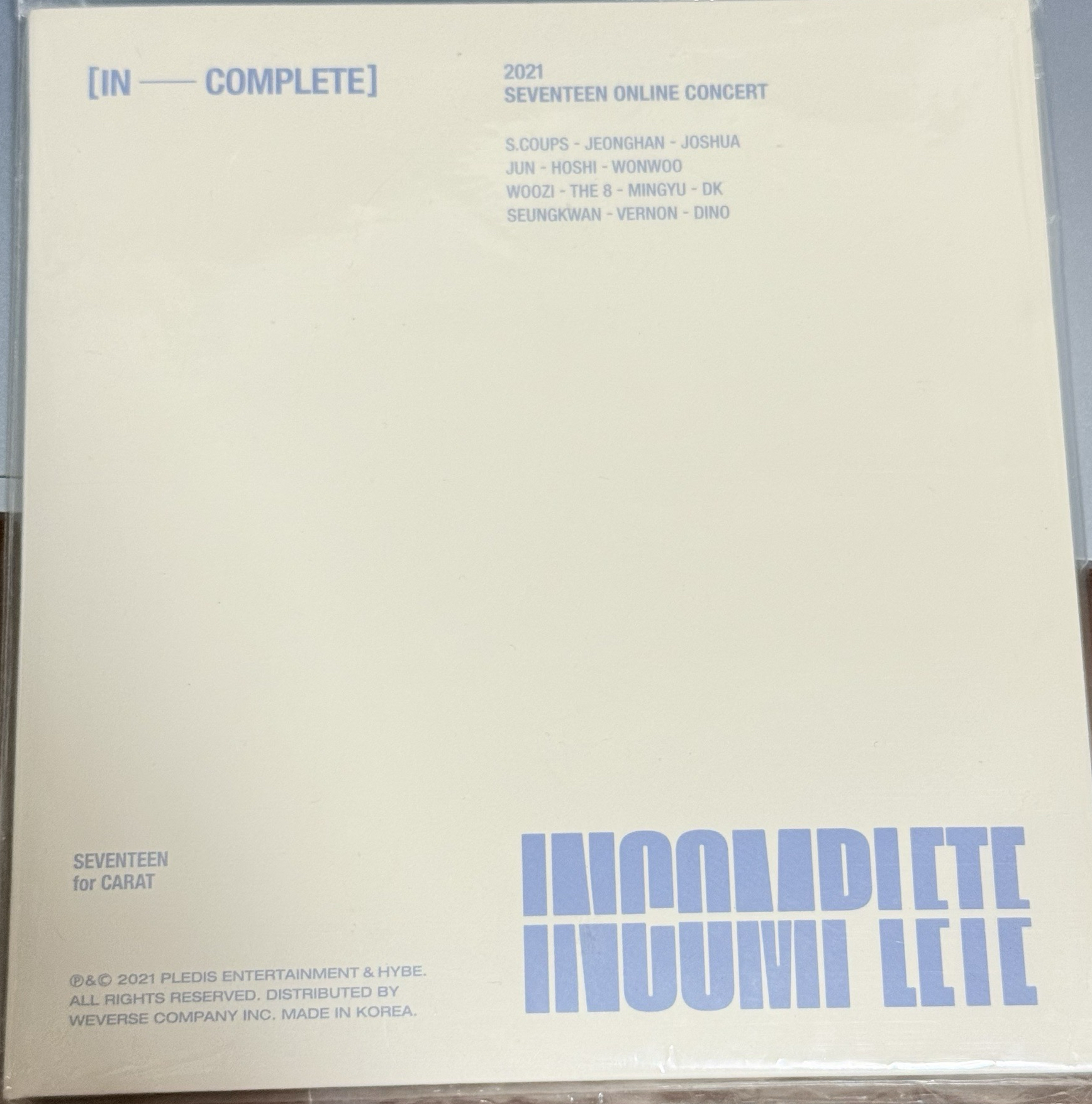 SEVENTEEN Incomplete DVD