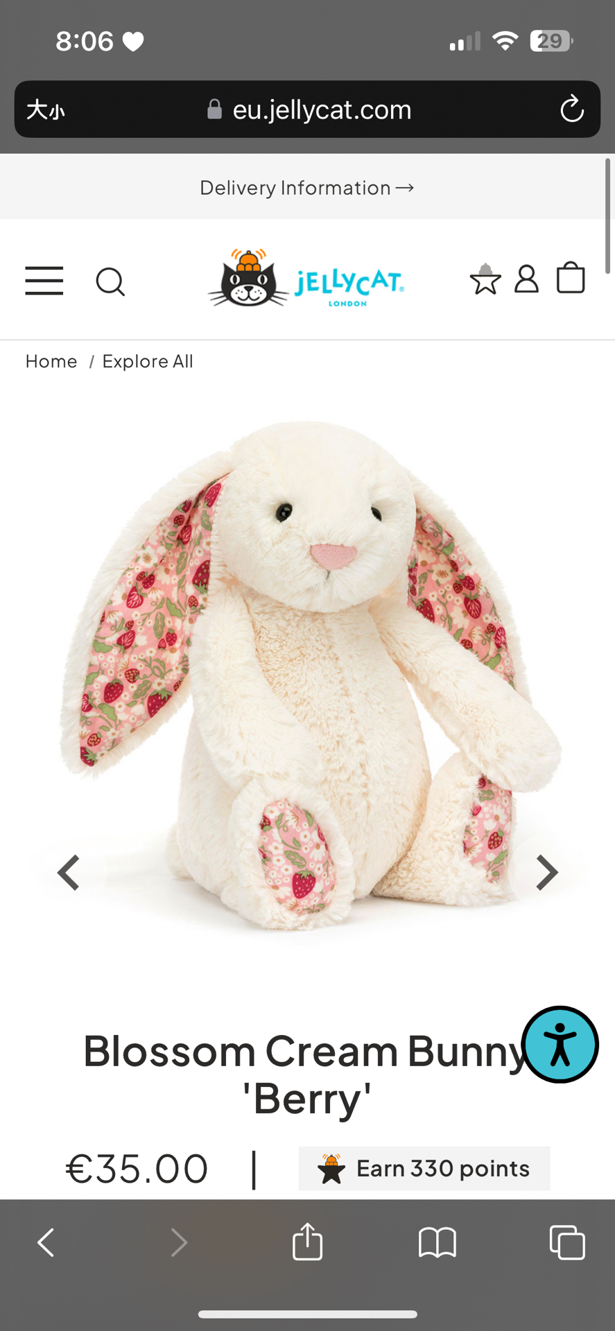 預購 莓果碎花兔兔