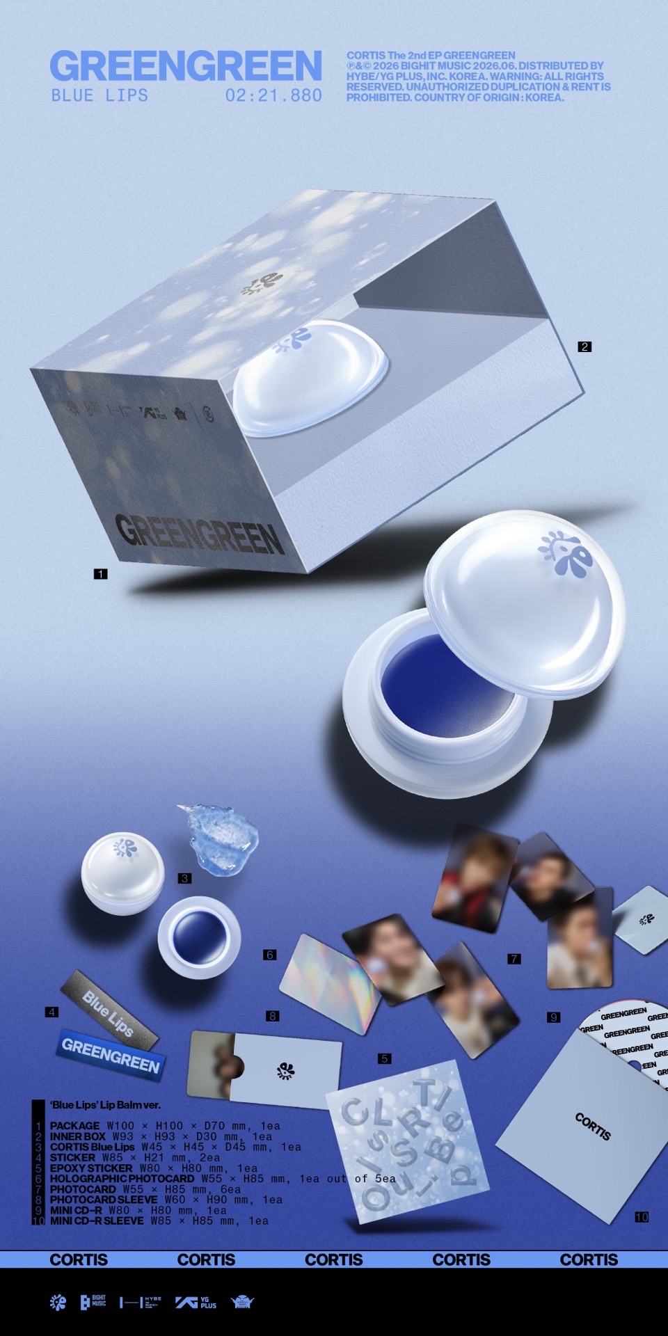 Cortis 迷二 專輯 護唇膏版本 [GREENGREEN] 'Blue Lips' Lip Balm ver.