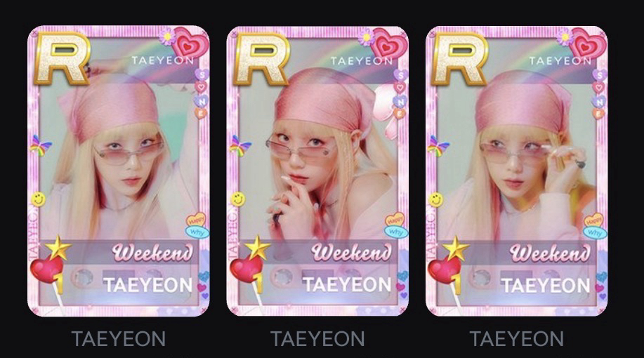 TAEYEON WEEKEND遊戲卡 三張一套