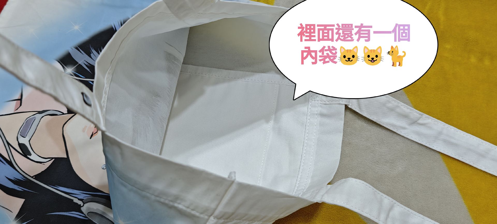 【吊牌未拆+原廠外袋】NewJeans Get Up 插畫風 帆布袋托特包 - Haerin貓貓