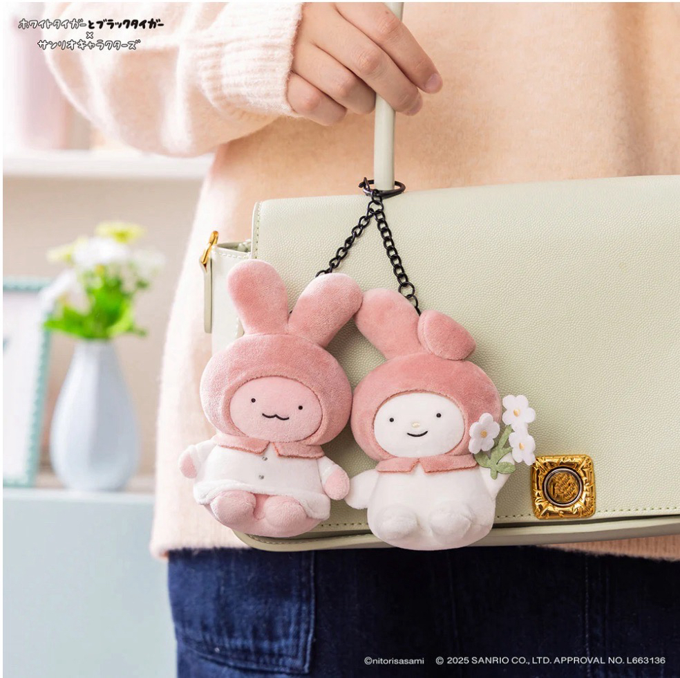 <兩組當天出貨>鞥小白虎與黑虎蝦 × 三麗鷗角色 迷你吊飾雙入組（兔兔醫生 & My Melody）