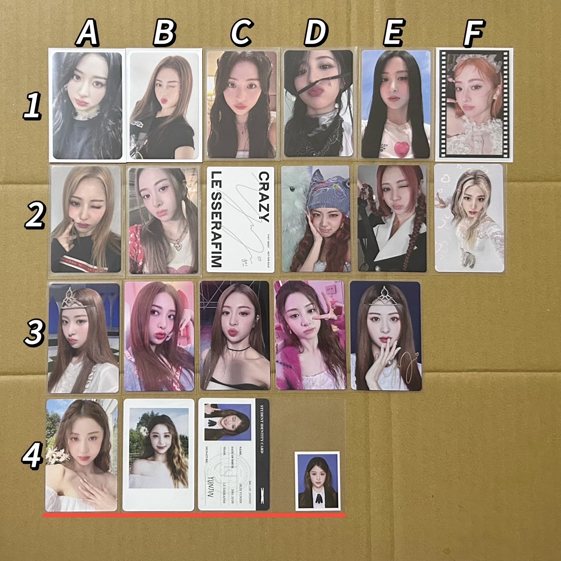 Le sserafim 小卡 允真 許允真 拍立得 sc入場卡 日咖 環球 特典卡 幸運卡