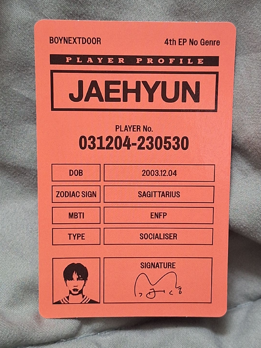 No Genre JAEHYUN 單封專卡