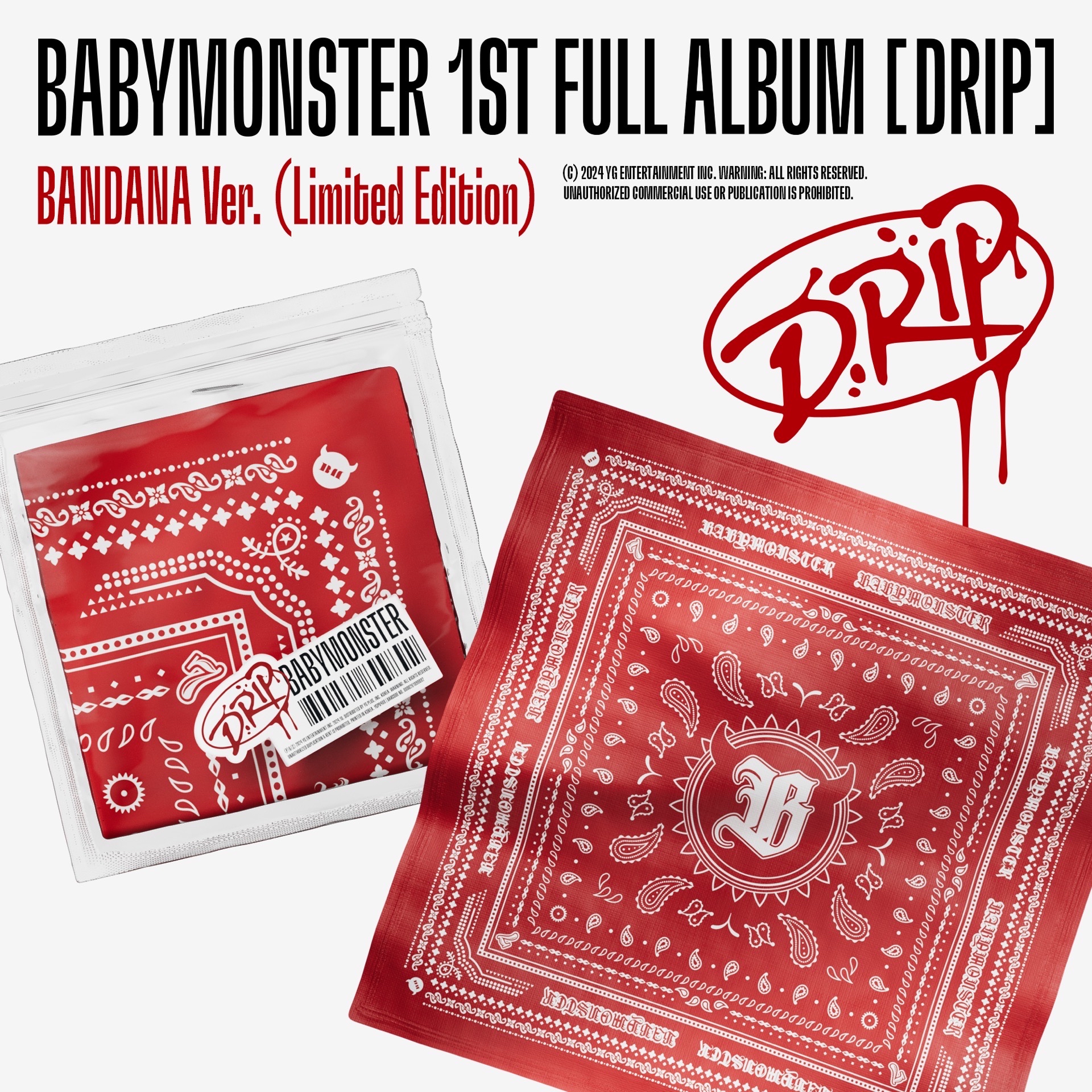 BABYMONSTER｜1st FULL ALBUM [DRIP] BANDANA Ver.｜正規一 頭巾版