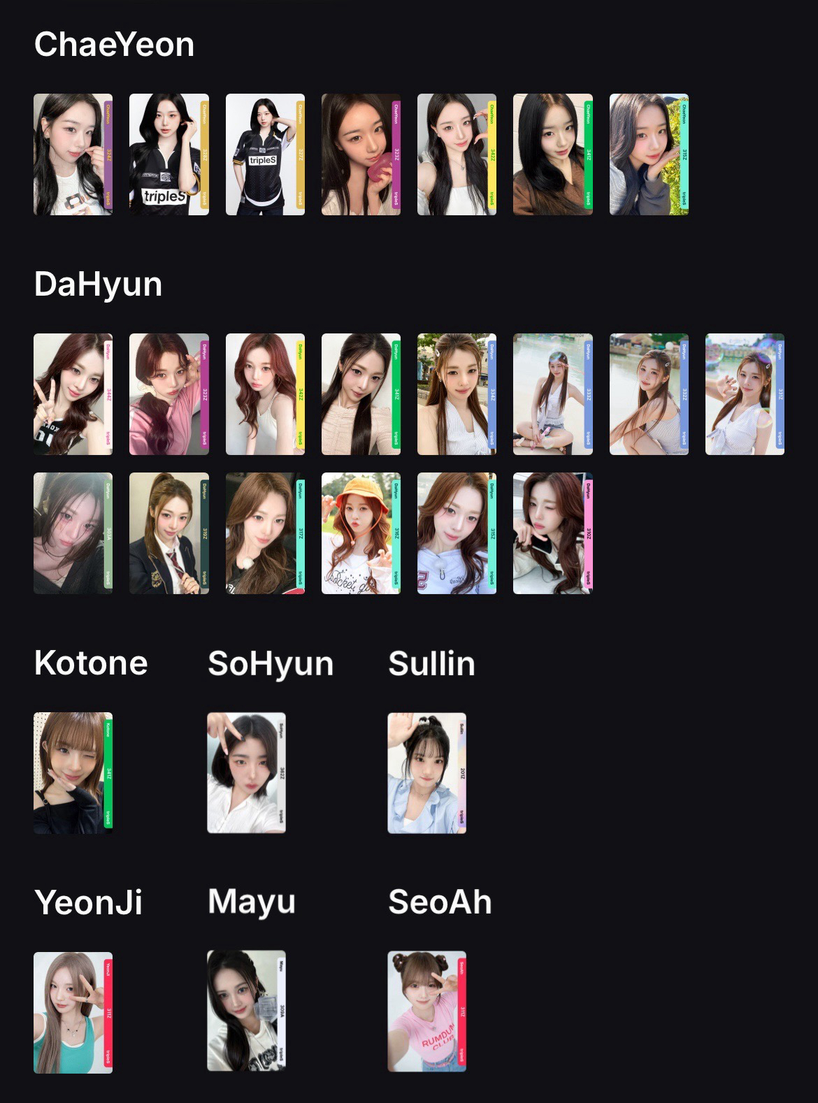 長期掛出tripleS電子卡 多13