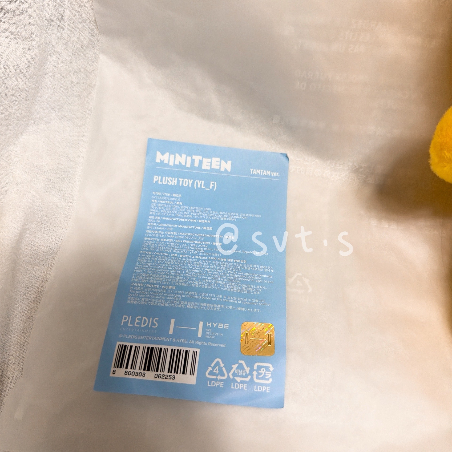 全新 SEVENTEEN MINITEEN 站姿娃娃 TAM TAM 馬尼拉快閃店購入