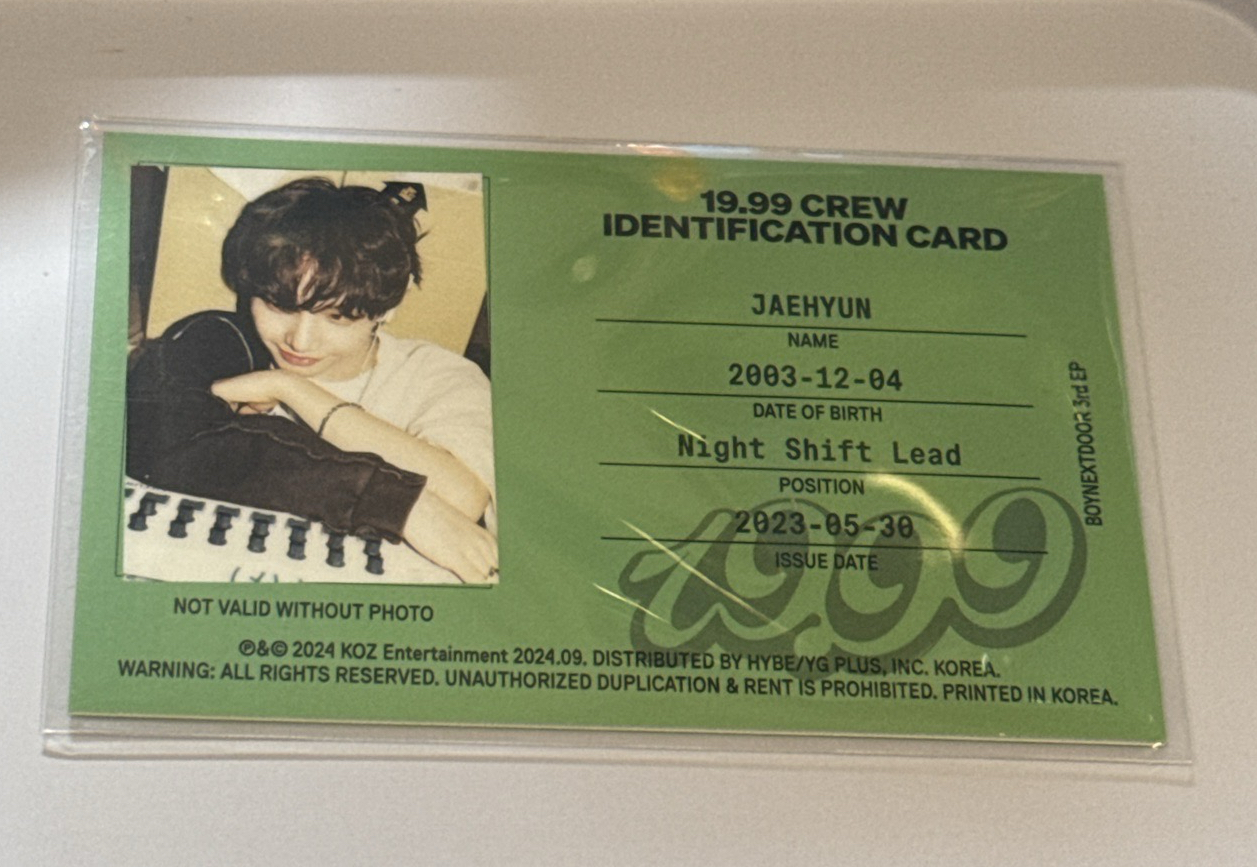 jaehyun 19.99 ID卡